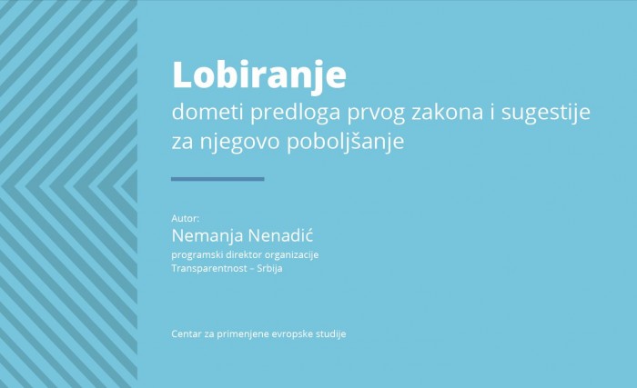 Lobiranje: dometi prvog zakona i sugestije