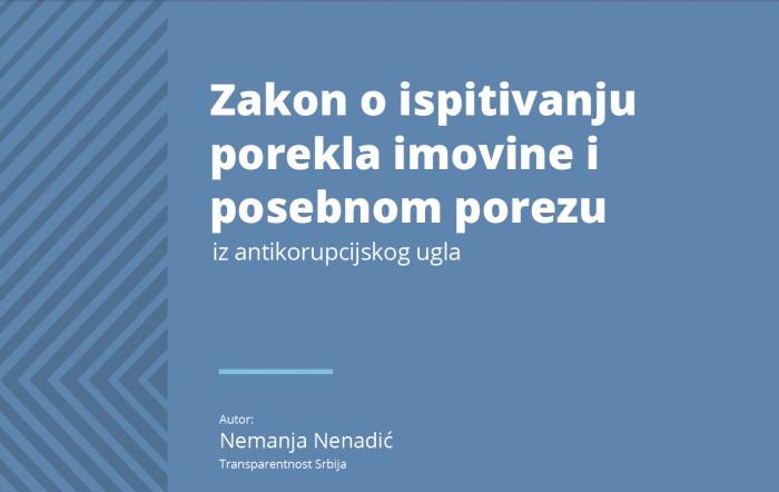 Zakon o ispitivanju porekla imovine i posebnom porezu iz antikorupcijskog ugla